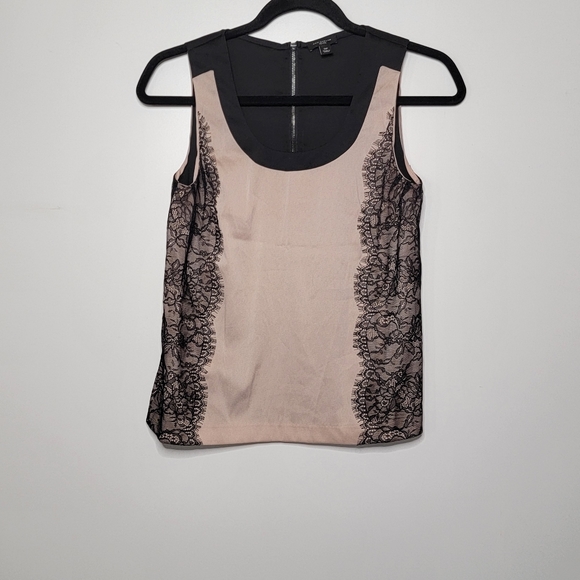 ANN TAYLOR Sleeveless lace detail two-tone blouse Petite 0 - Picture 1 of 6
